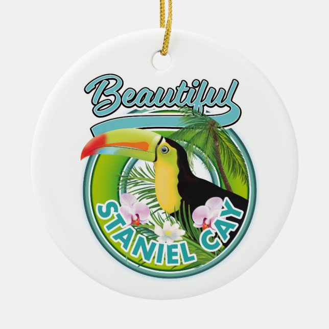 Staniel Cay travel logo Ceramic Tree Decoration (Front)