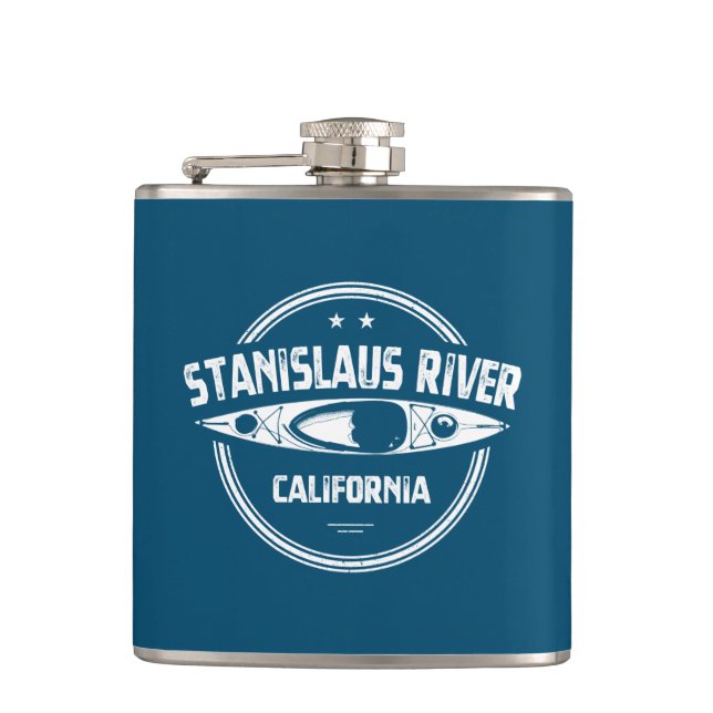Stanislaus River California Kayaking Hip Flask (Front)