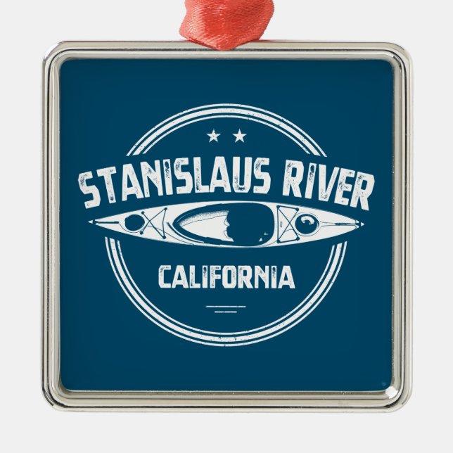 Stanislaus River California Kayaking Metal Tree Decoration (Front)