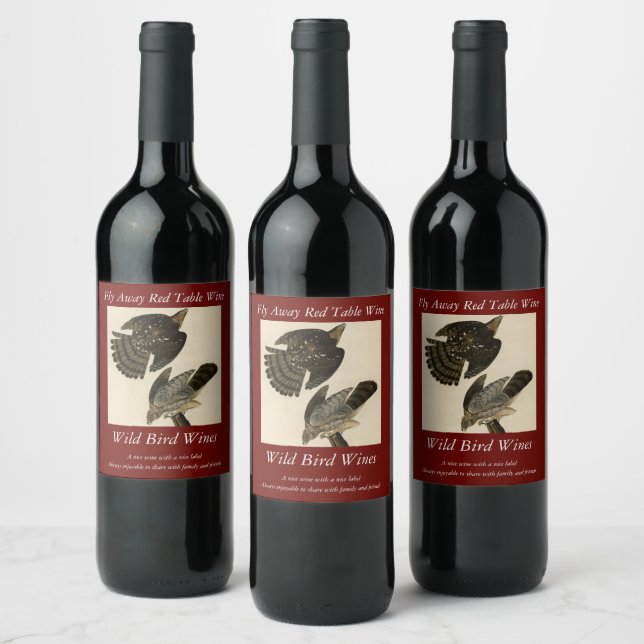 Stanley (Cooper's) Hawk Audubon's Birds of America Wine Label (Bottles)