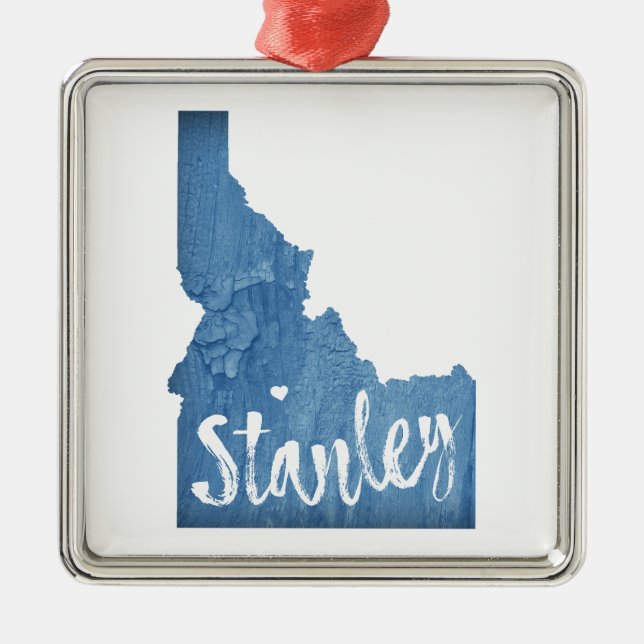 Stanley Idaho Wood Grain Metal Tree Decoration (Front)