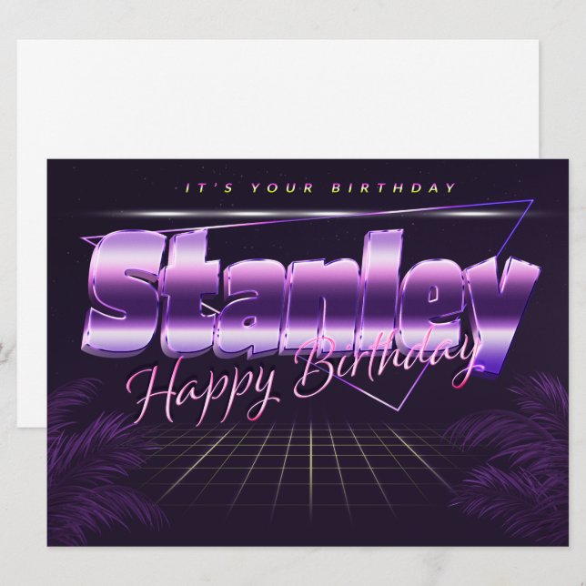 Stanley Name First name pura retro card Birthday (Front/Back)