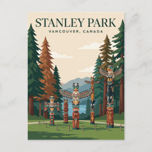 Stanley Park Totem Poles Vancouver Canada Postcard