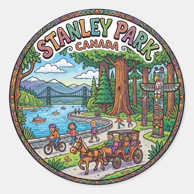 Stanley Park, Vancouver Canada Classic Round Sticker (Front)