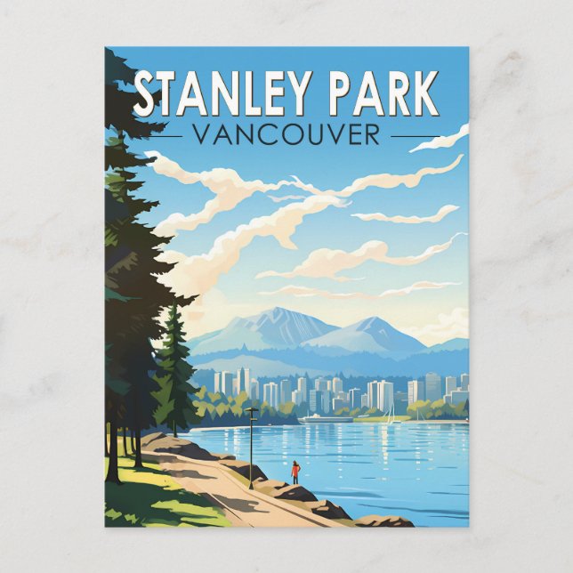 Stanley Park Vancouver Canada Travel Art Vintage Postcard (Front)