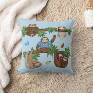 Stanley Sloth & friends blue cushion