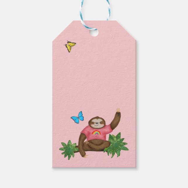 Stanley Sloth & friends pink gift tag (Front)