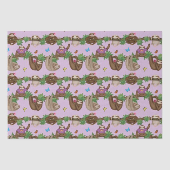 Stanley Sloth & friends purple tissue paper (Front)