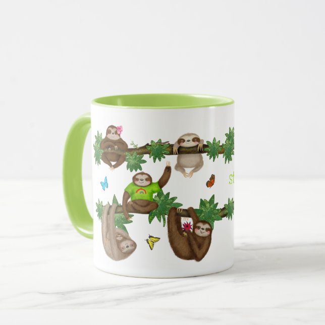 Stanley Sloth green personalised mug (Front Left)