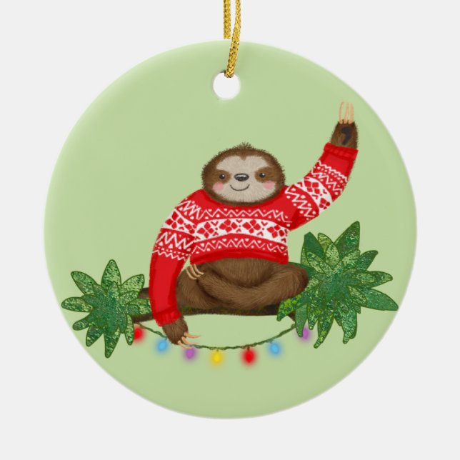 Stanley Sloth personalised Christmas tree ornament (Front)