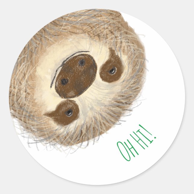 Stanley sloth personalised round stickers (Front)
