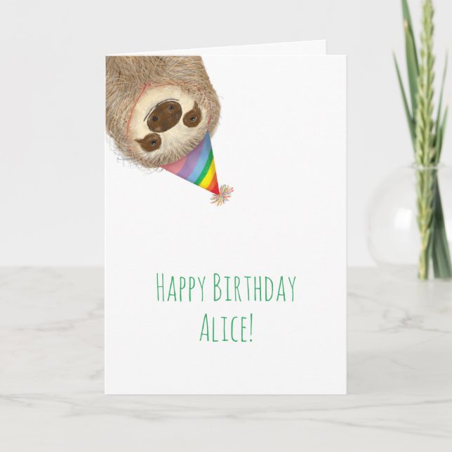 Stanley sloth personlised birthday card (Front)