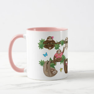 Stanley Sloth pink 'enjoying a lazy cuppa' mug