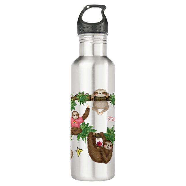 Stanley Sloth pink personalised water bottle (Front)