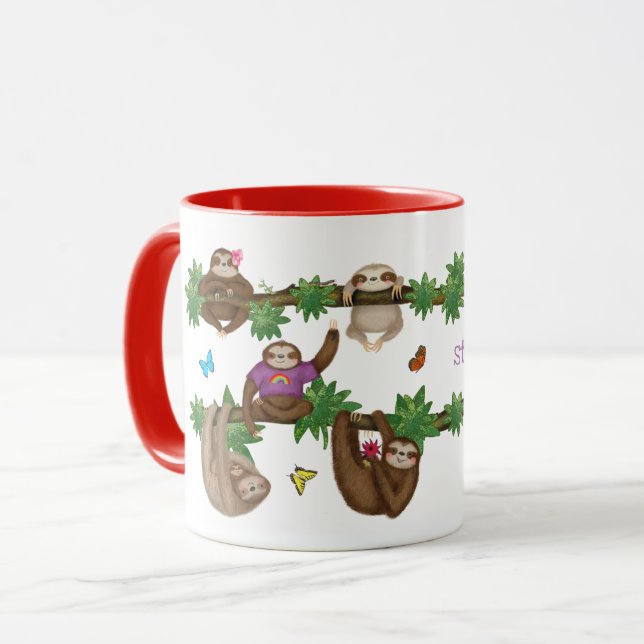 Stanley Sloth purple personalised mug (Front Left)