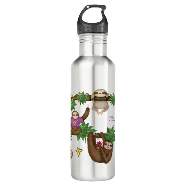Stanley Sloth purple personalised water bottle (Front)