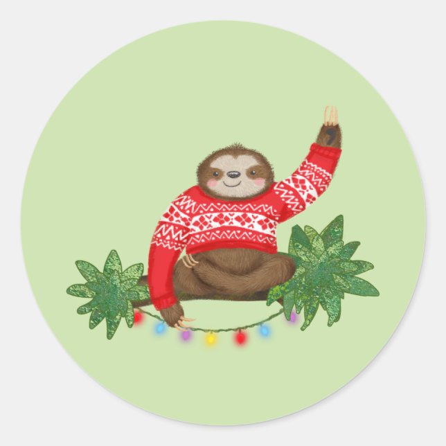 Stanley Sloth round Christmas stickers (Front)