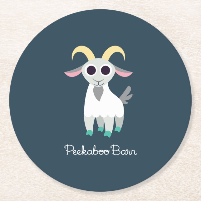 Stanley the Goat Round Paper Coaster (Front)