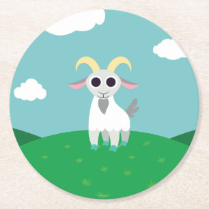 Stanley the Goat Round Paper Coaster