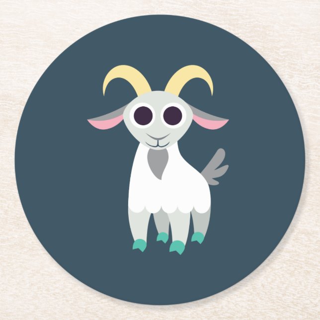 Stanley the Goat Round Paper Coaster (Front)