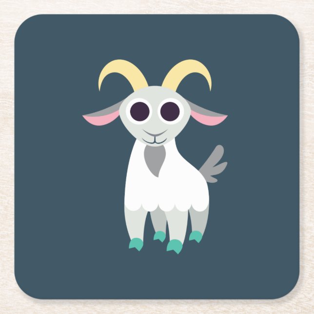 Stanley the Goat Square Paper Coaster (Front)