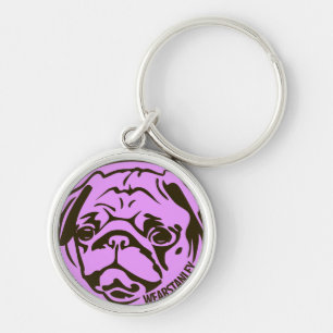 stanley the pug pink keychain