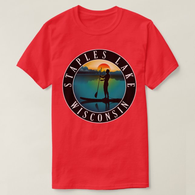 Staples Lake Wisconsin Paddleboarding T-Shirt (Design Front)
