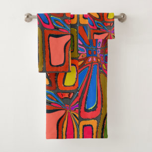 Star Abstract, add text Bath Towel Set