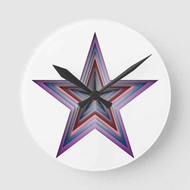 star abstract geometric art round clock (Front)