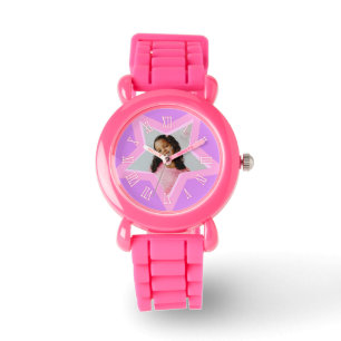 Star add your own photo pink wrist watch