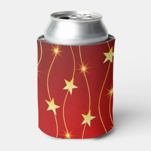 Star Adorned Ruby Red Pattern  Can Cooler