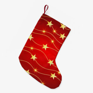 Star Adorned Ruby Red Pattern Small Christmas Stocking