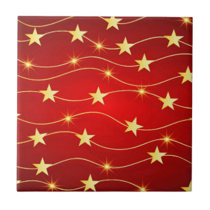 Star Adorned Ruby Red Pattern  Tile