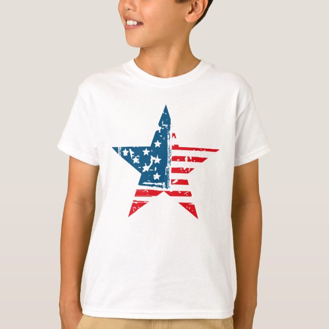 Star American Flag Grunge Vintage Tshirt (Front)