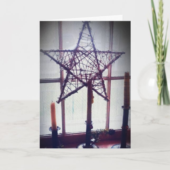 Star and Candle Sticks, Christmas Holiday Card (Front)