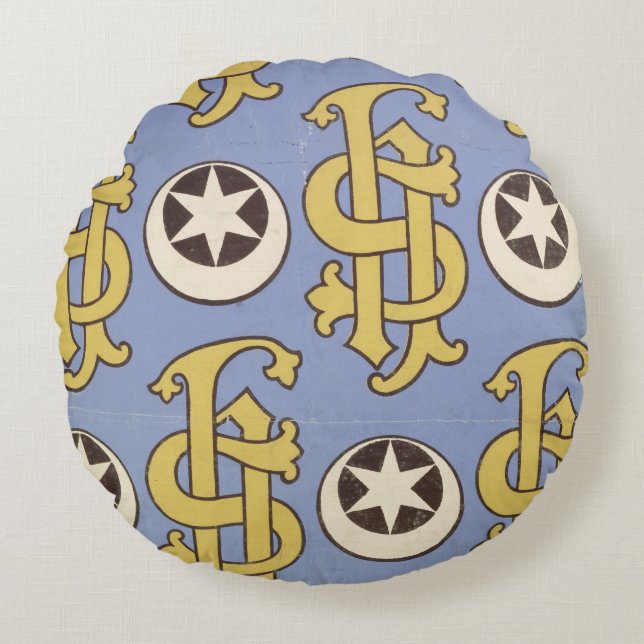 Star and Clef ecclesiastical wallpaper design Round Cushion (Front)