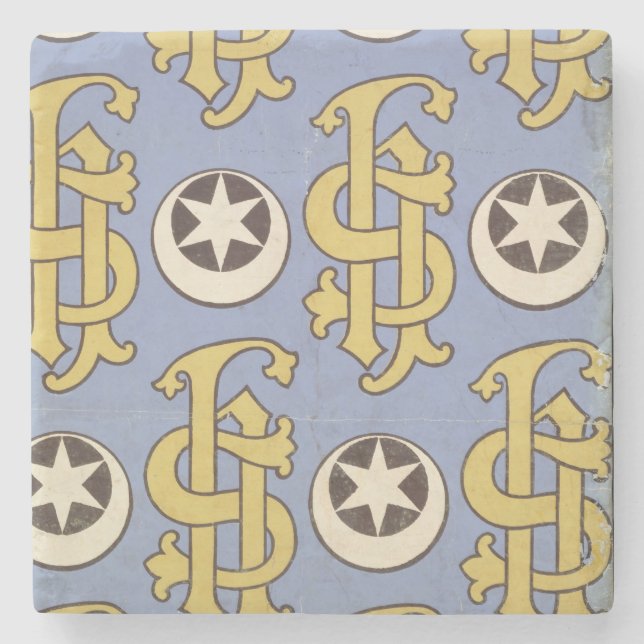 Star and Clef ecclesiastical wallpaper design Stone Coaster (Front)