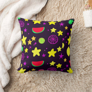 Star And Fruits Colourful Pattern Cushion