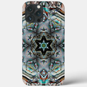 Star and hexagon kaleidoscope with light texture iPhone 13 pro max case