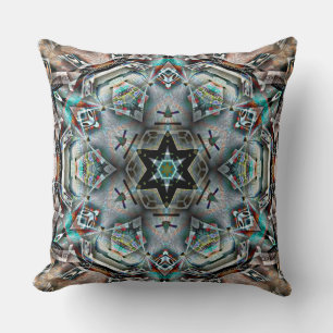 Star and hexagon kaleidoscope with light texture   cushion
