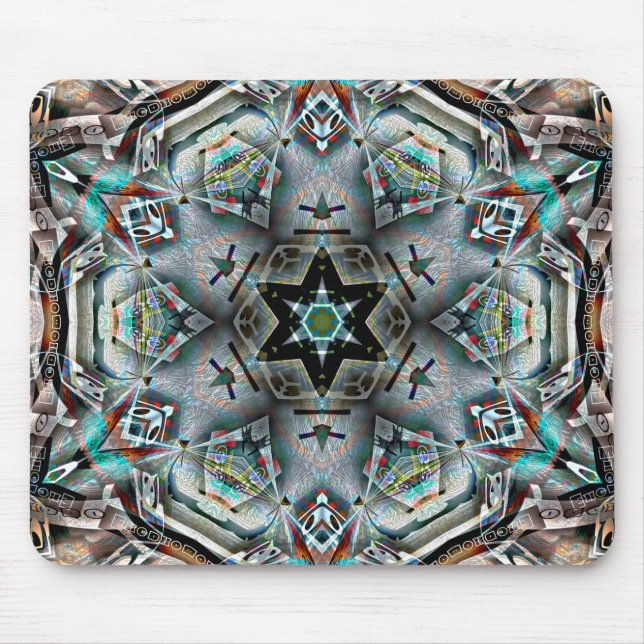 Star and hexagon kaleidoscope with light texture   mouse mat (Front)