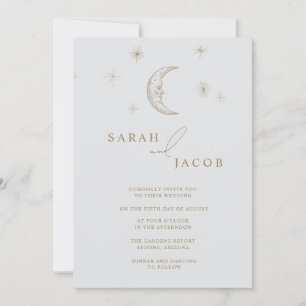 Star and Moon Celestial Photo Wedding Invitation