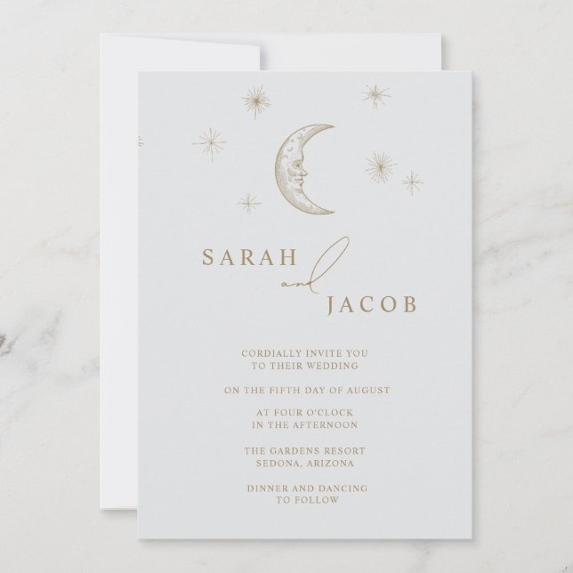 Star and Moon Celestial Photo Wedding Invitation (Front)