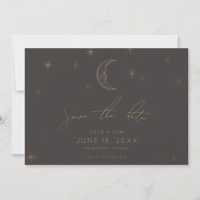 Star and Moon Celestial Save the Date with Photo (Front)
