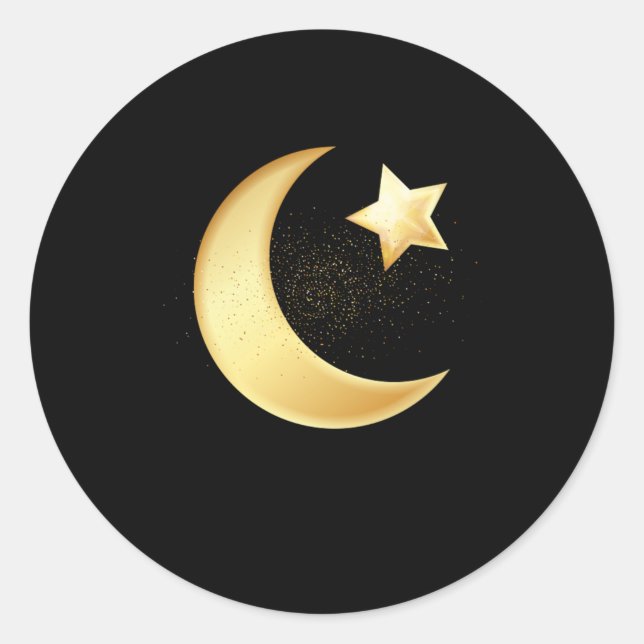 Star And Moon Hilal Muslim Islam Allah Mosque Gift Classic Round Sticker (Front)