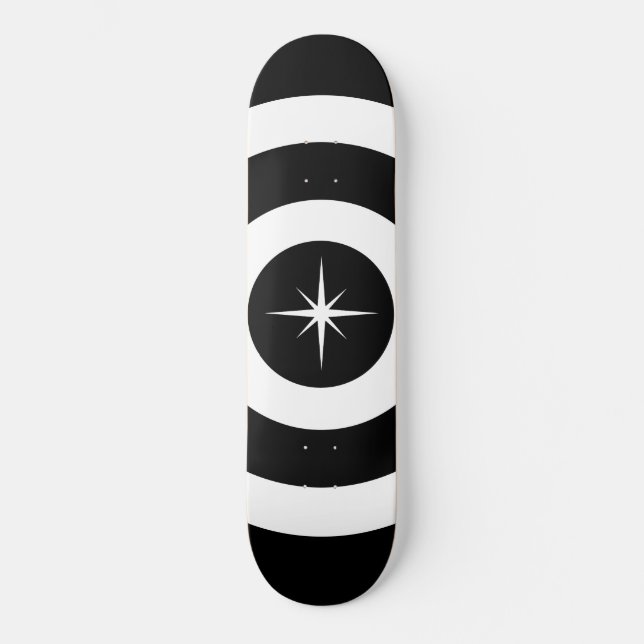 Star and waves in black and white skateboard (Front)