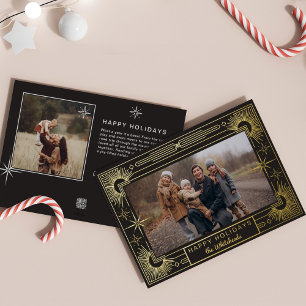Star Art Deco Photo Happy Holiday Black