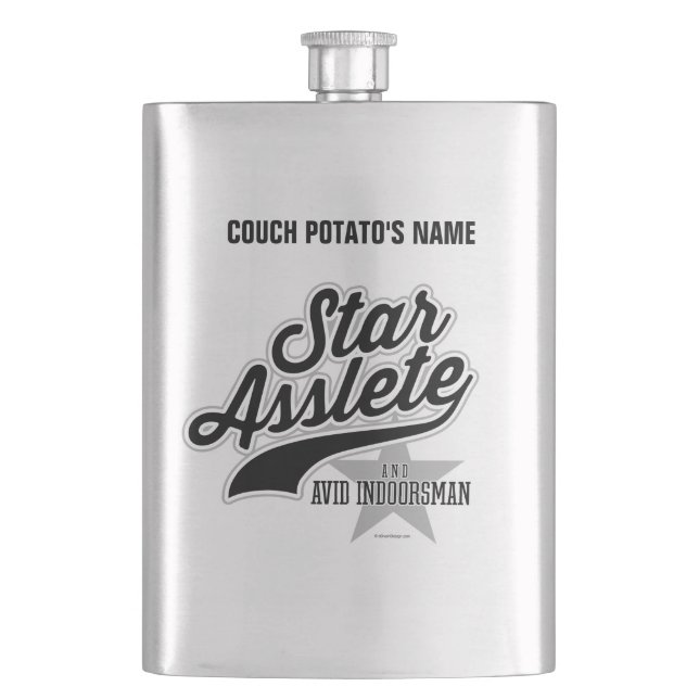 Star Asslete (Avid Indoorsman) Hip Flask (Front)