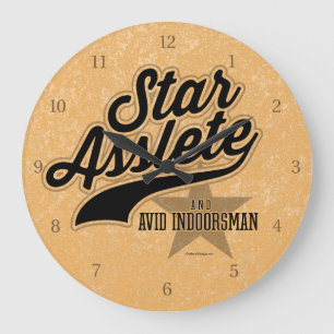 Star Asslete (Avid Indoorsman) Large Clock