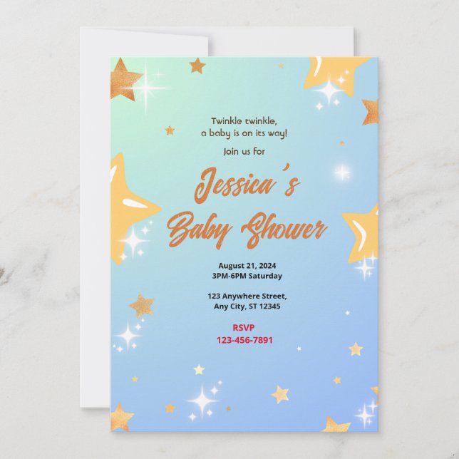 Star Baby Shower Invitation (Front)